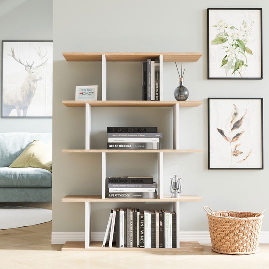 Corp biblioteca, Colman, Harmon, 90x25x127.4 cm, PAL, Stejar / Alb