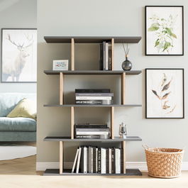 Corp biblioteca, Colman, Harmon, 90x25x127.4 cm, PAL, Antracit / Stejar