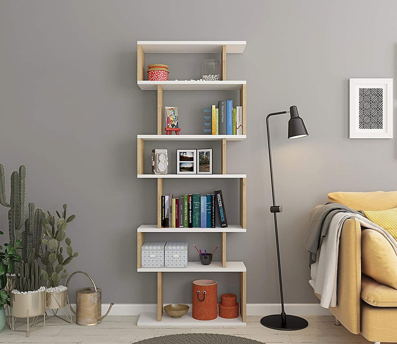 Corp biblioteca, Colman, Bates, 60x19.6x160 cm, PAL, Stejar alb