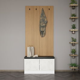 Cuier de perete, Minerva, Noah, 90x210x35 cm, PAL, Alb