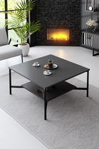 Masuta de cafea, Bexley, Black Line, 80x80x40 cm, PAL, Antracit / Negru