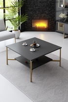 Masuta de cafea, Bexley, Gold Line, 80x80x40 cm, PAL, Antracit / Negru