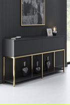 Consola, Bexley, Lord, 150x80x30 cm, PAL, Antracit / Aur
