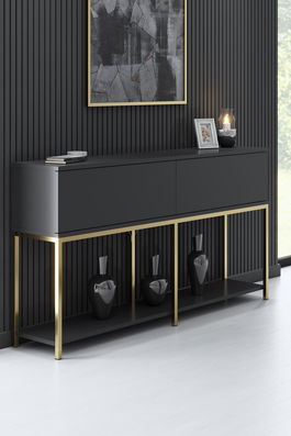 Consola, Bexley, Lord, 150x80x30 cm, PAL, Antracit / Aur
