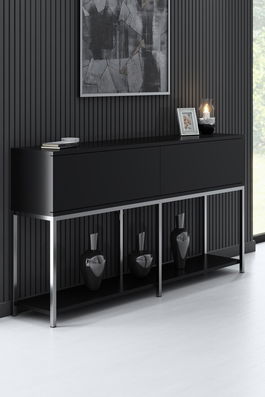 Consola, Bexley, Lord, 150x80x30 cm, PAL, Negru/Argintiu