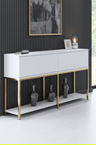 Consola, Bexley, Lord, 150x80x30 cm, PAL, Alb/Auriu