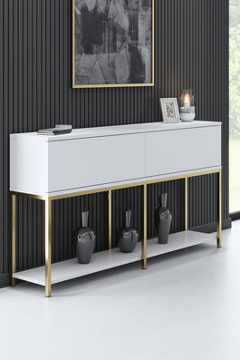 Consola, Bexley, Lord, 150x80x30 cm, PAL, Alb/Auriu