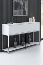 Consola, Bexley, Lord, 150x80x30 cm, PAL, Alb / Argintiu