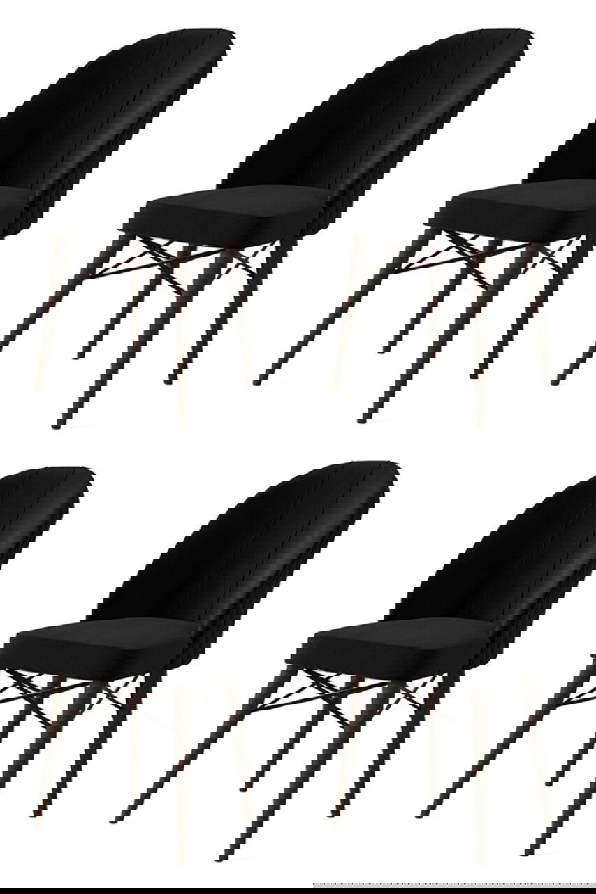 Set de scaune, Charlotte, Ritim, Metal, Negru/Maro