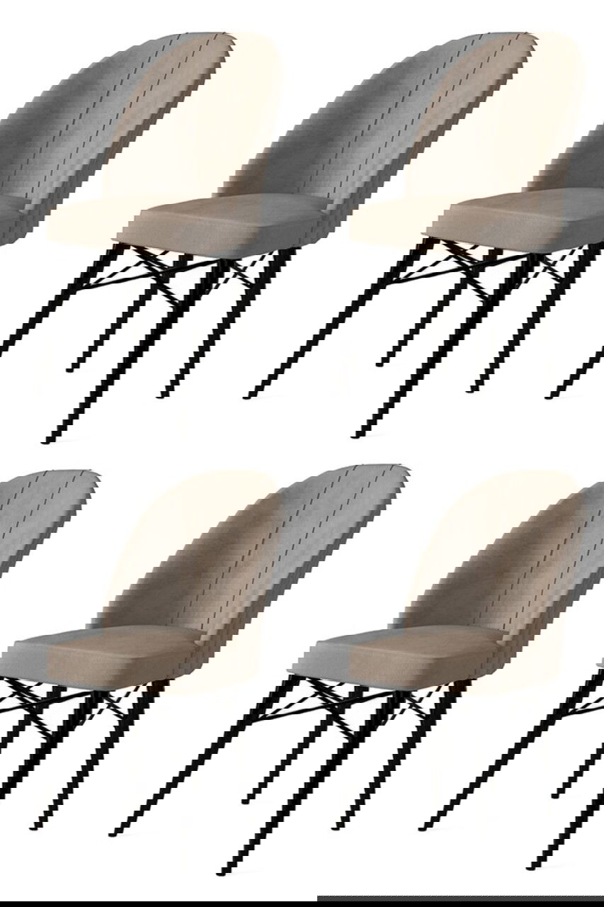 Set de scaune, Charlotte, Ritim, Metal, Cappuccino / Negru