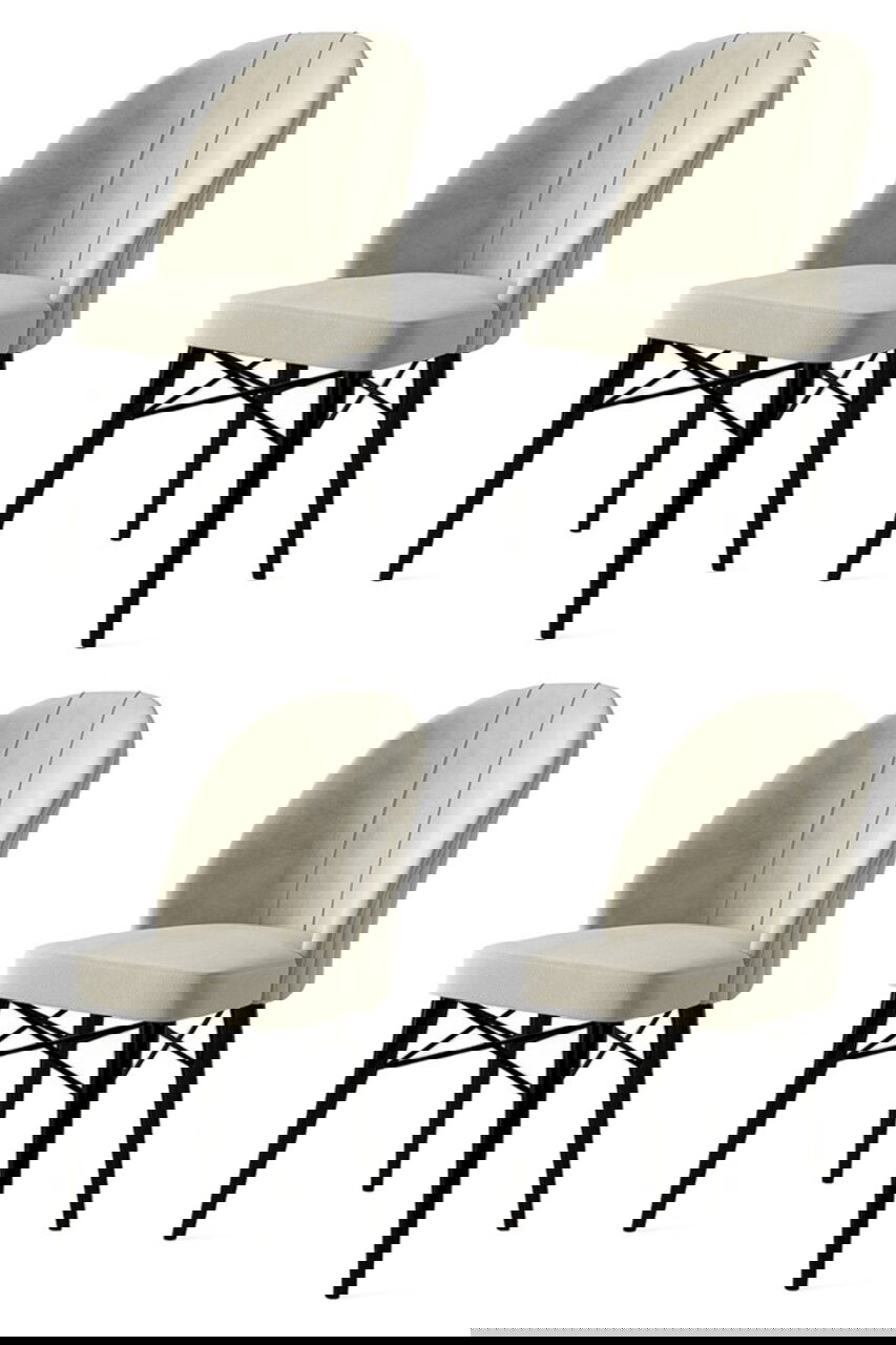 Set de scaune, Charlotte, Ritim, Metal, Crem/Negru