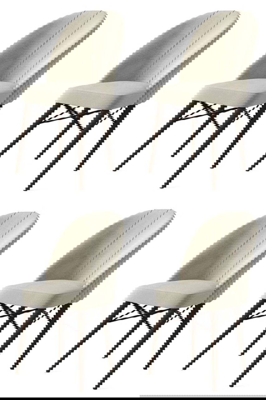 Set de scaune, Charlotte, Ritim, Metal, Crem/Maro