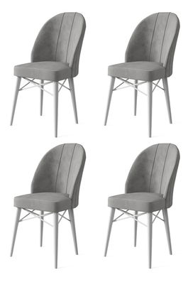 Set de scaune, Charlotte, Ritim, Metal, Gri/Alb