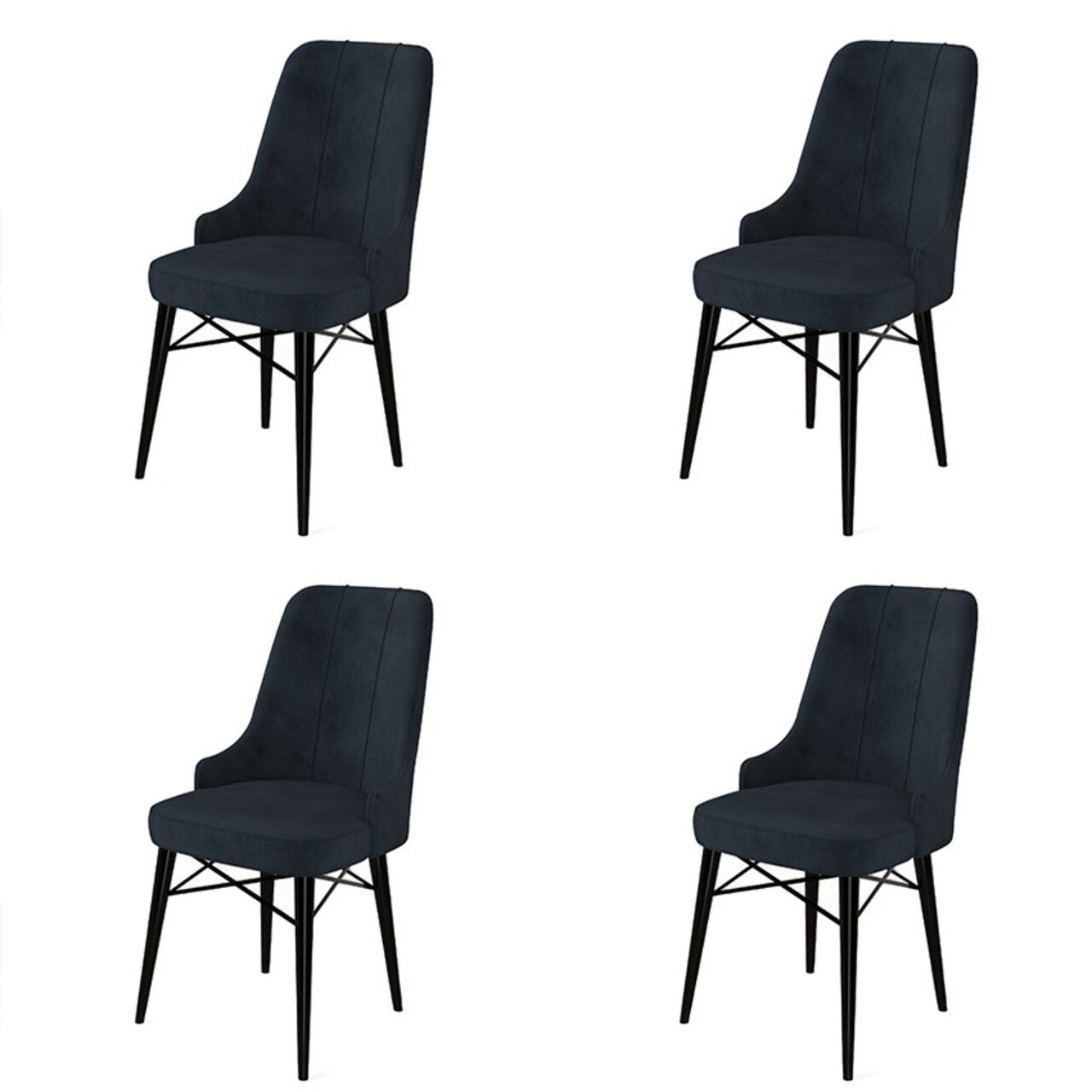 Set de scaune, Charlotte, Pare, Metal, Antracit / Negru