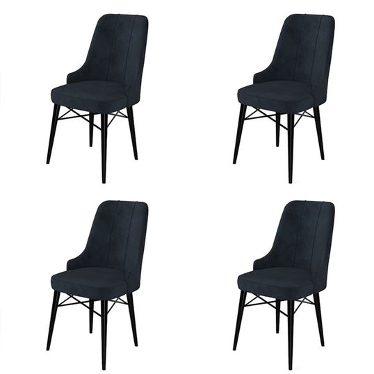 Set de scaune, Charlotte, Pare, Metal, Antracit / Negru