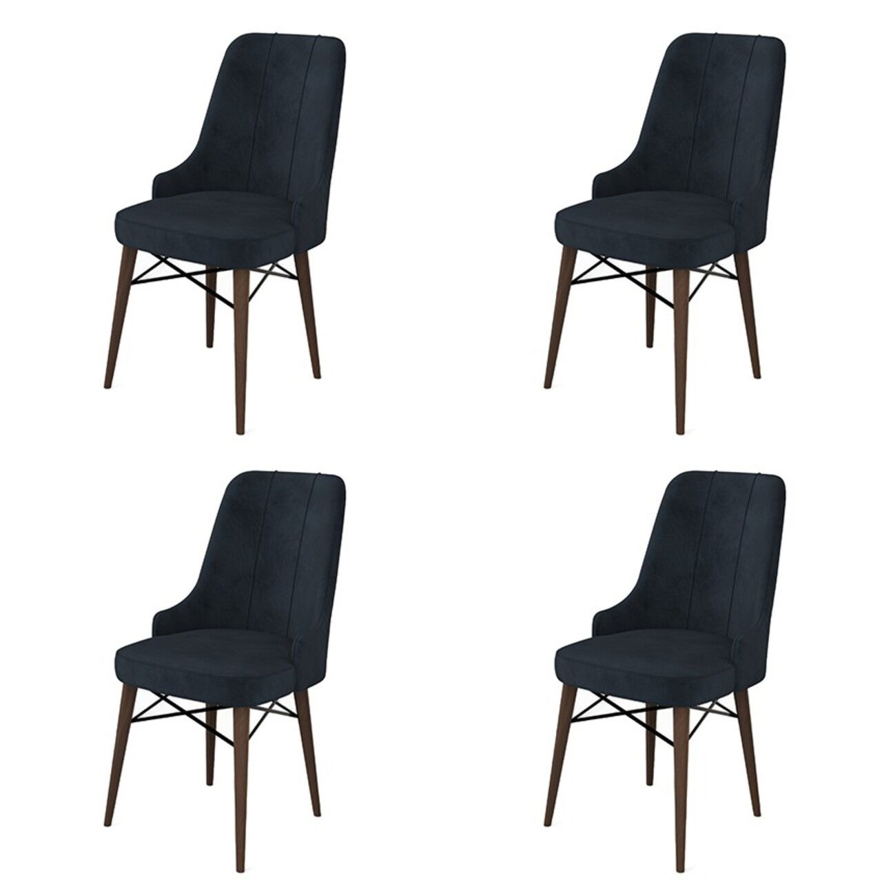Set de scaune, Charlotte, Pare, Metal, Antracit/Maro