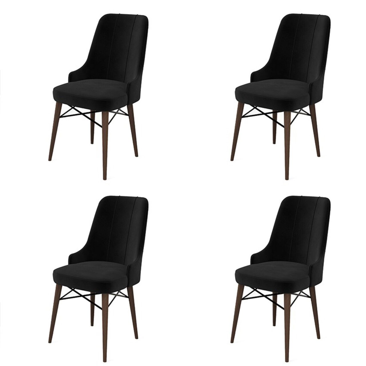 Set de scaune, Charlotte, Pare, Metal, Negru/Maro