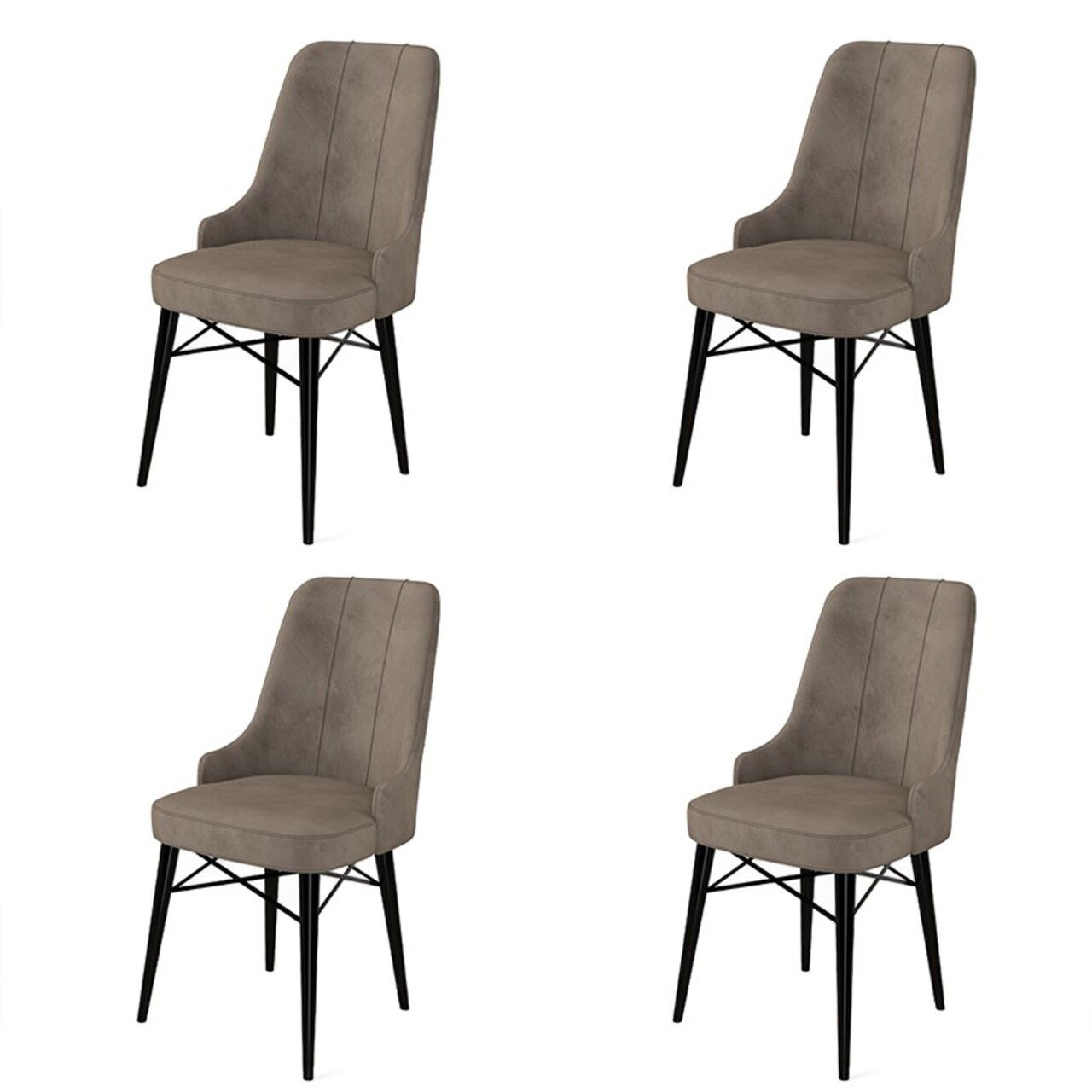 Set de scaune, Charlotte, Pare, Metal, Cappuccino / Negru