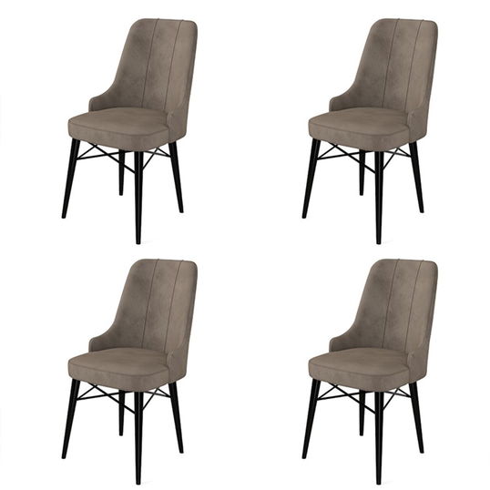 Set de scaune, Charlotte, Pare, Metal, Cappuccino / Negru