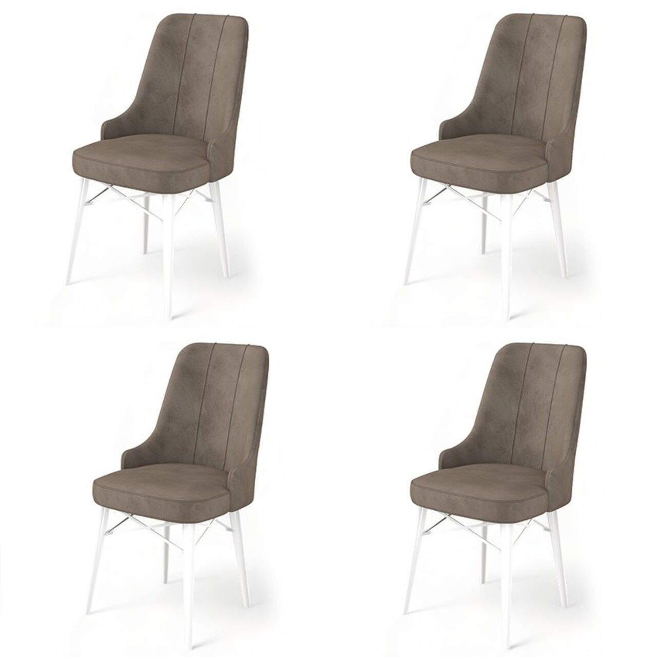 Set de scaune, Charlotte, Pare, Metal, Cappuccino / Alb