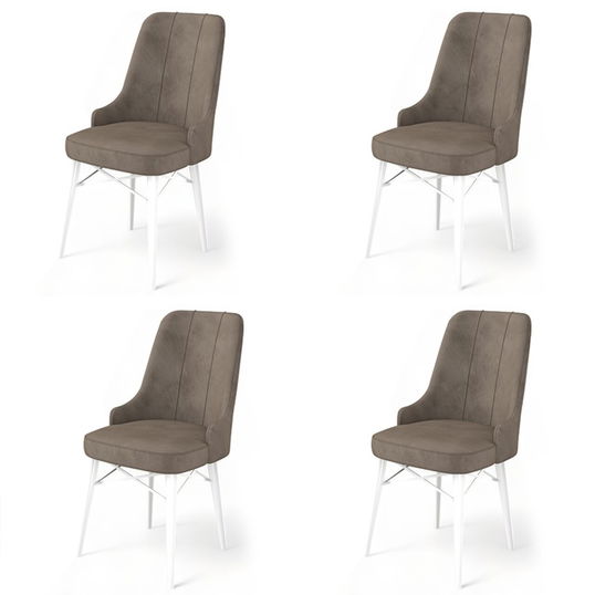 Set de scaune, Charlotte, Pare, Metal, Cappuccino / Alb