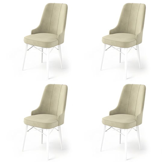 Set de scaune, Charlotte, Pare, Metal, Crem/Alb