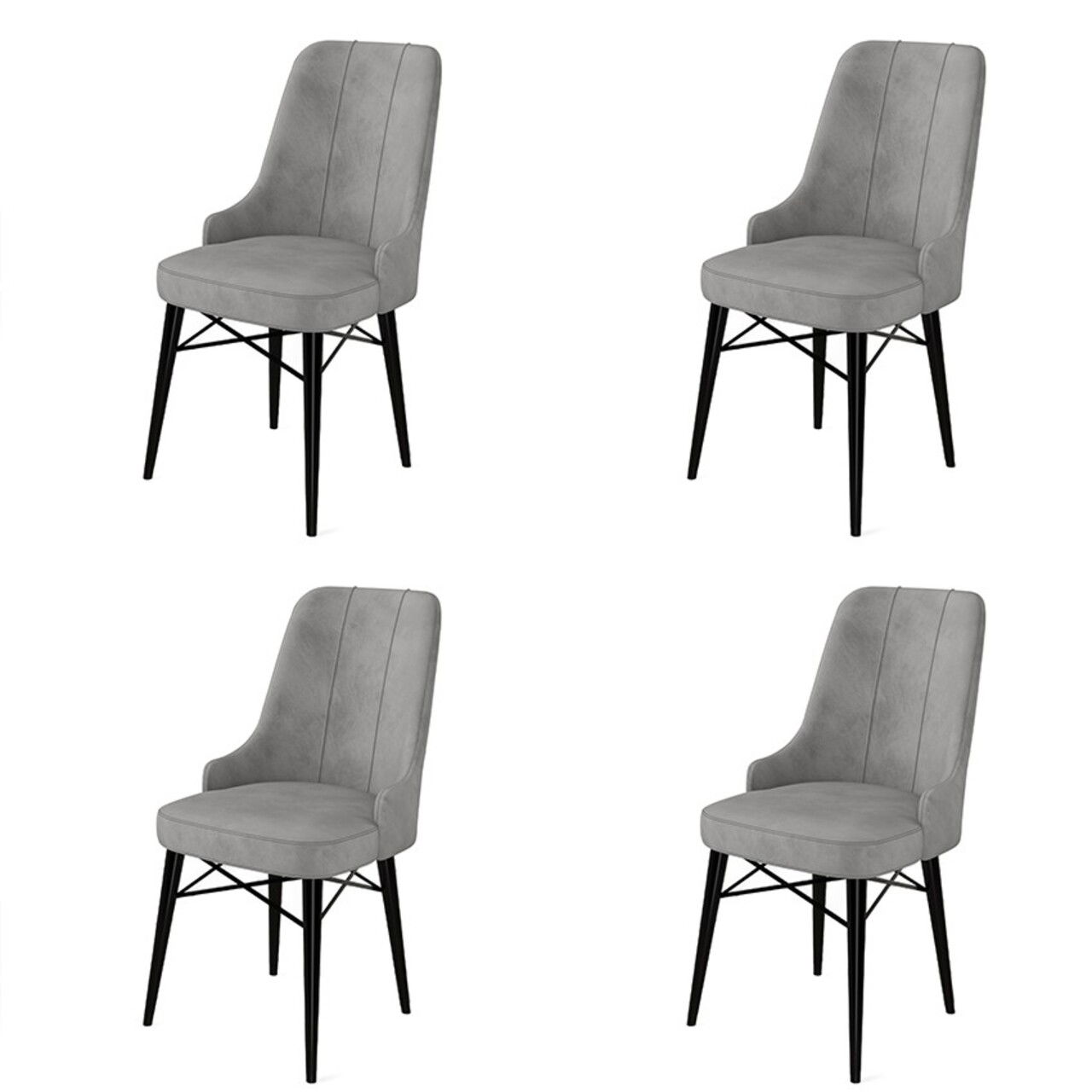 Set de scaune, Charlotte, Pare, Metal, Gri/Negru