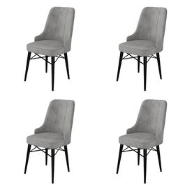 Set de scaune, Charlotte, Pare, Metal, Gri/Negru