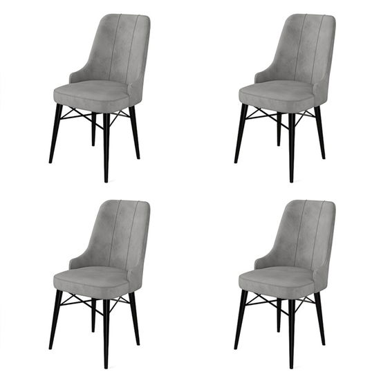 Set de scaune, Charlotte, Pare, Metal, Gri/Negru