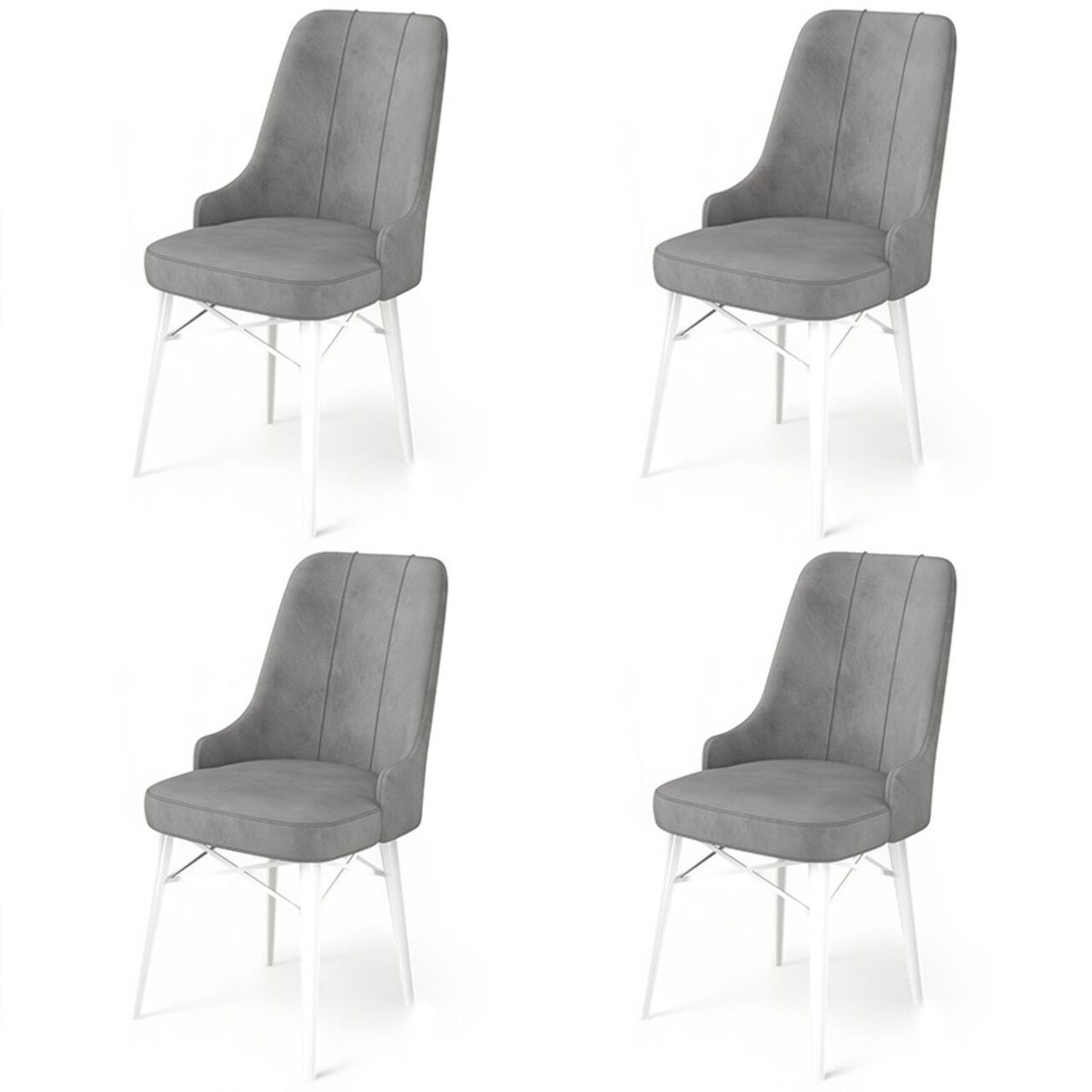 Set de scaune, Charlotte, Pare, Metal, Gri/Alb