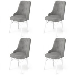 Set de scaune, Charlotte, Pare, Metal, Gri/Alb