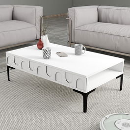 Masuta de cafea, Hommy Craft, Lyon 32, 105x32.6x60 cm, PAL, Alb/Negru