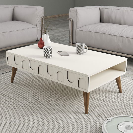 Masuta de cafea, Hommy Craft, Lyon 34, 105x34.6x60 cm, PAL, Crema/Nuca