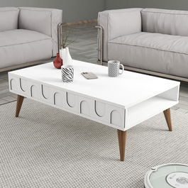 Masuta de cafea, Hommy Craft, Lyon 34, 105x34.6x60 cm, PAL, Alb/Maro