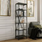Corp biblioteca, Kalune Design, Suadiye, 50x180x30 cm, PAL, Antracit / Negru