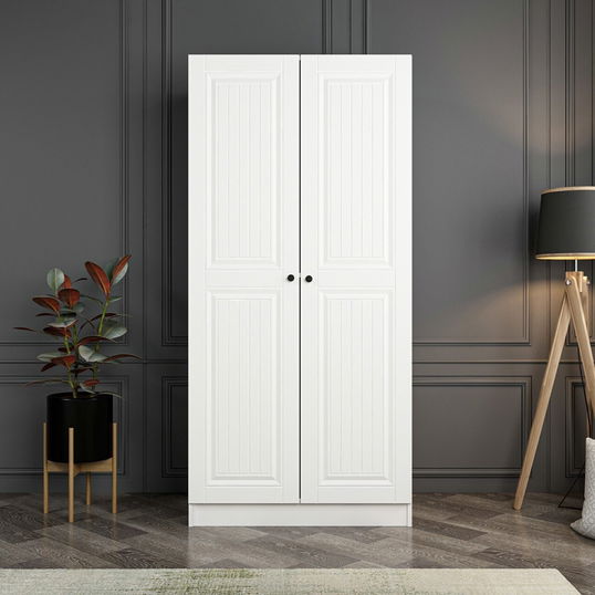 Dulap pentru haine, Minerva, Kale Membran White, 90x190x52 cm, PAL, Alb