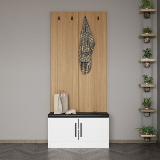 Cuier de perete, Minerva, Noah, 90x210x35 cm, PAL, Alb