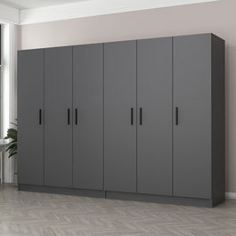 Dulap pentru haine, Minerva, Kale, 270x190x52 cm, PAL, Antracit