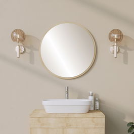 Oglinda decorativa, Neostill, Round, 60x60x1.2 cm, 100% CARTON DURO, Bej