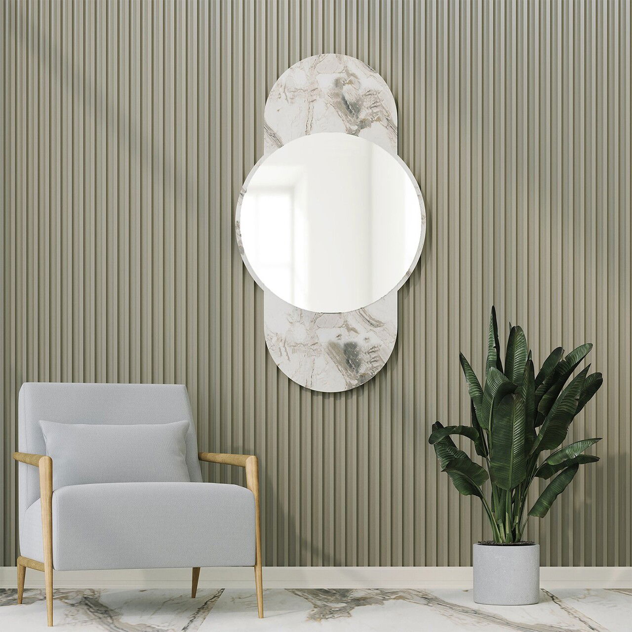 Oglinda decorativa, Neostill, Time, 60x106 cm, MDF , Marmura