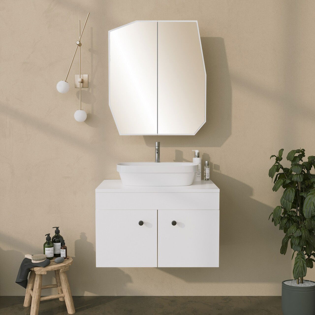 Dulap de baie, Neostill, Quartz Cabinet, 12x45x50 cm, 100% CARTON DURO, Alb