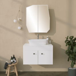 Dulap de baie, Neostill, Quartz Cabinet, 12x45x50 cm, 100% CARTON DURO, Alb