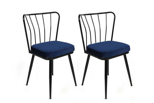 Set de scaune, Nmobb, Yıldız-944 V2, Metal, Albastru închis / Negru /