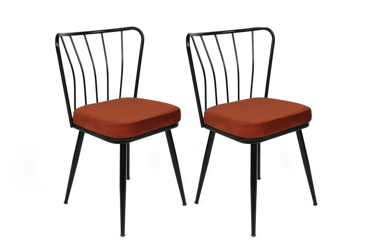 Set de scaune, Nmobb, Yıldız-945 V2, Metal, Tigla Roșu/Negru