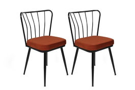 Set de scaune, Nmobb, Yıldız-945 V2, Metal, Tigla Roșu/Negru