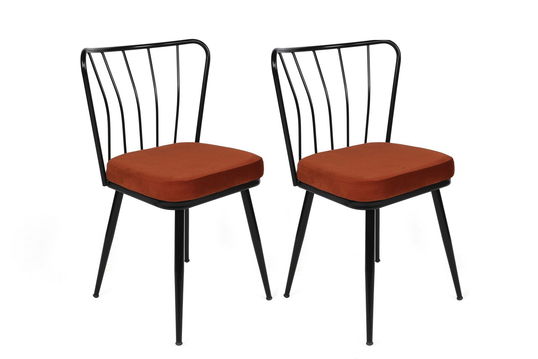 Set de scaune, Nmobb, Yıldız-945 V2, Metal, Tigla Roșu/Negru