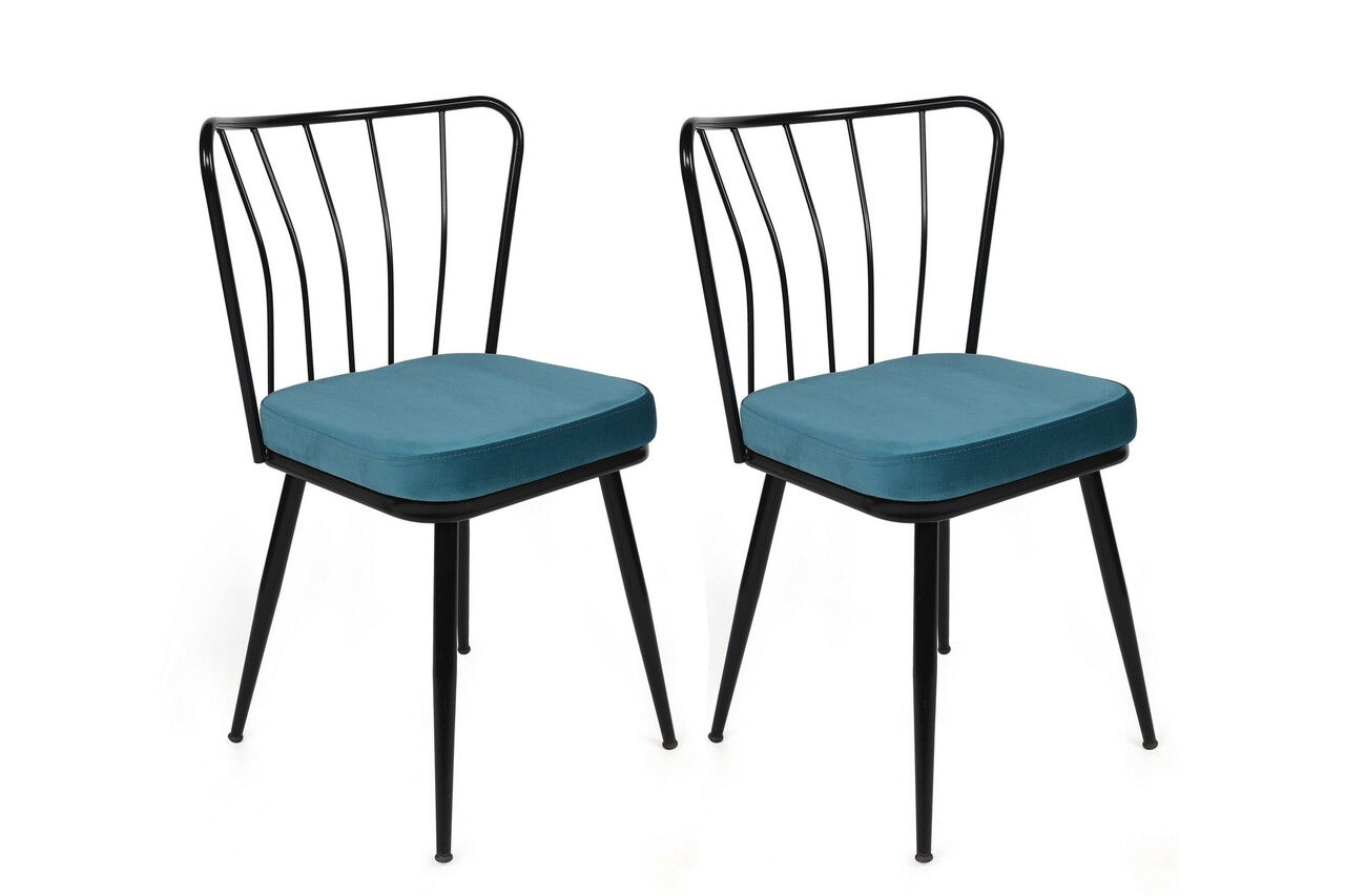 Set de scaune, Nmobb, Yıldız-952 V2, Metal, Albastru/Negru