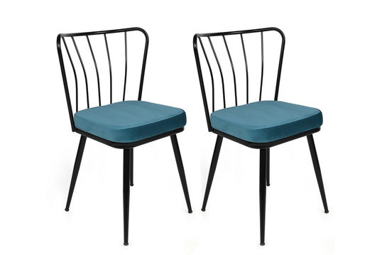 Set de scaune, Nmobb, Yıldız-952 V2, Metal, Albastru/Negru