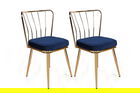 Set de scaune, Nmobb, Yıldız-924 V2, Metal, Albastru închis / Auriu /