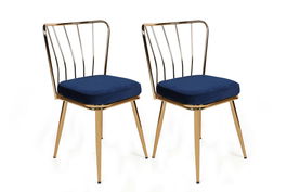 Set de scaune, Nmobb, Yıldız-924 V2, Metal, Albastru închis / Auriu /